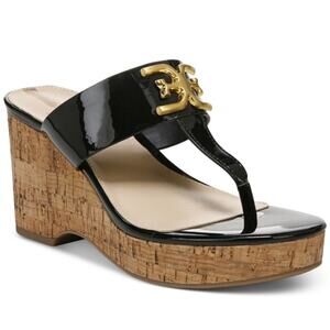 NEW Sam Edelman Yardlie Black Patent Leather Wedge Sandal Size 10, MSRP $149